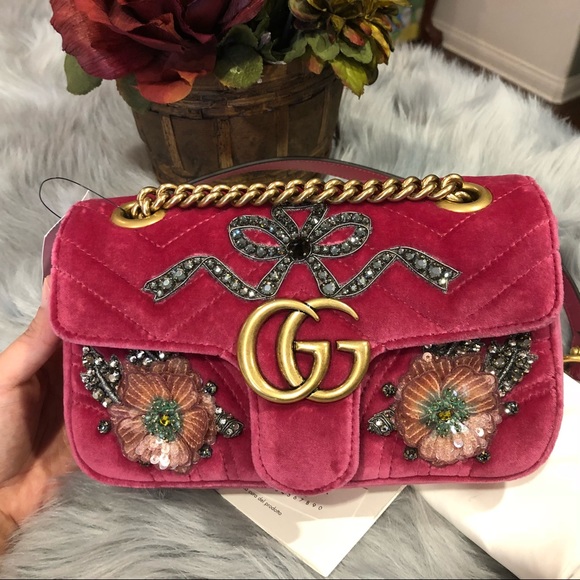 ❤️SOLD❤️Gucci marmont pink velvet embroidered bag - Picture 2 of 8